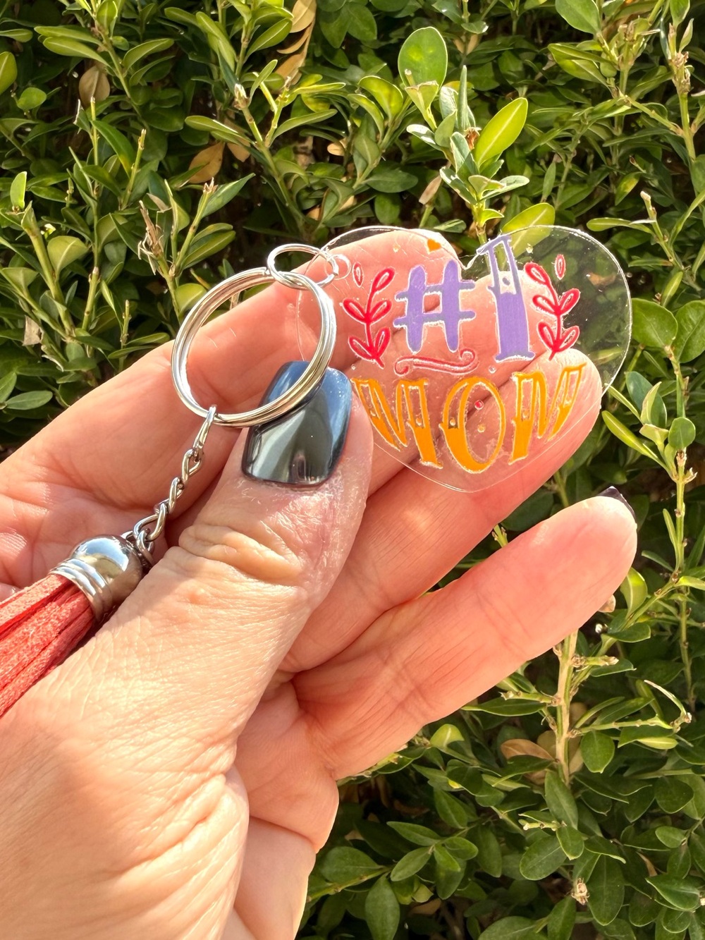#1 Mom Heart Acrylic Keychain | Handmade Mother’s Day Gift | Colorful